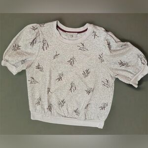 Daniel Rainn Gray & Burgundy Short Sleeve Blouse Size L NEW No Tags